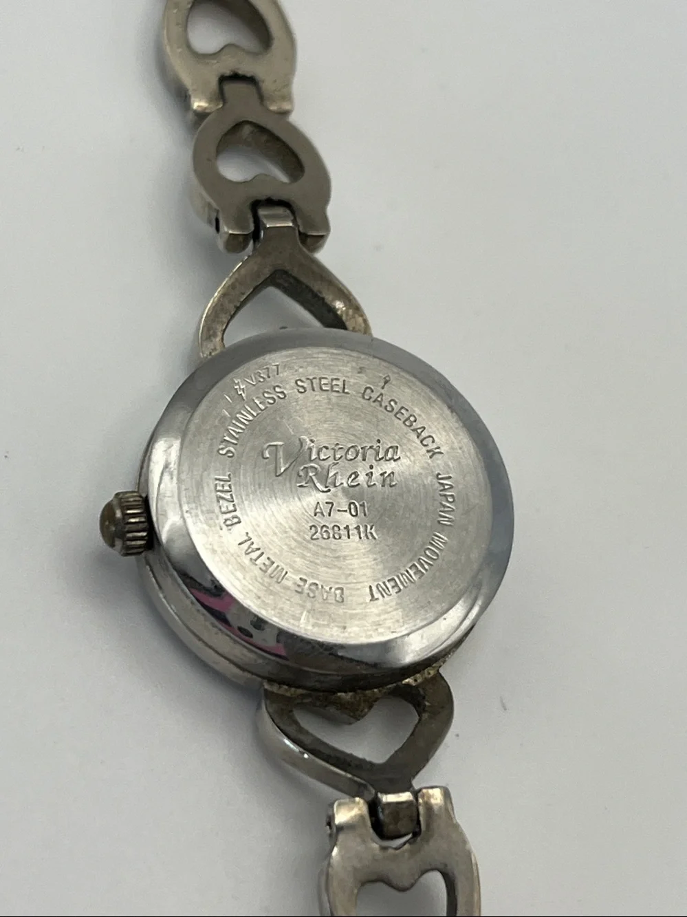 Victoria Rhein Silver Heart Link Quartz Watch — Silver & White